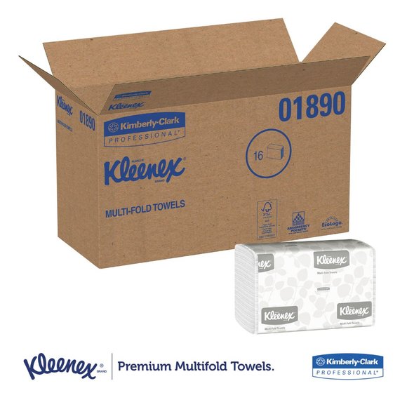 Kleenex Multi-Fold Paper Towels, 9.2 x 9.4, White, 150/Pack, 16 Packs/Carton -KC - Picture 2 of 6